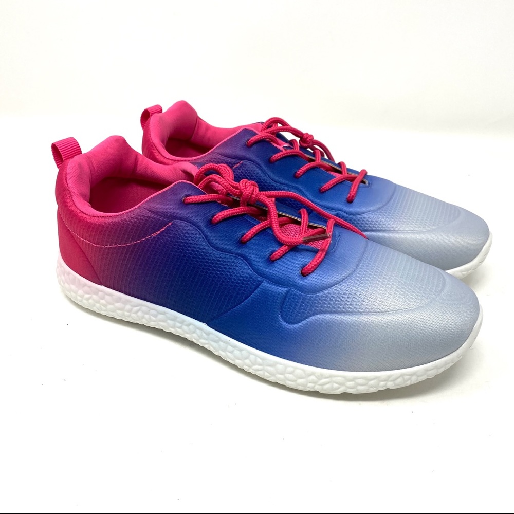 NIB Multicolor Pink, Grey, Blue, Purple Lace Up Sneakers Tennis Shoes.